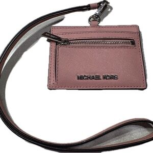 Michael Kors Blush Card Holder with Silver Accents